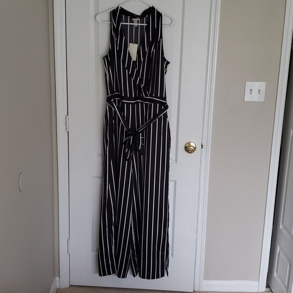 A new day black and white jumpsuit, size L